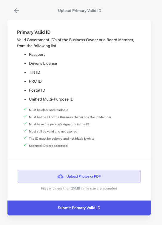 A sample UI in KYC