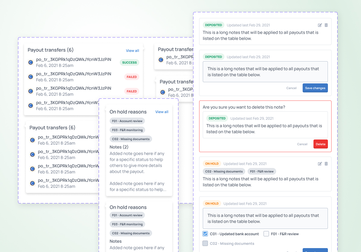 UI components in Figma for payouts